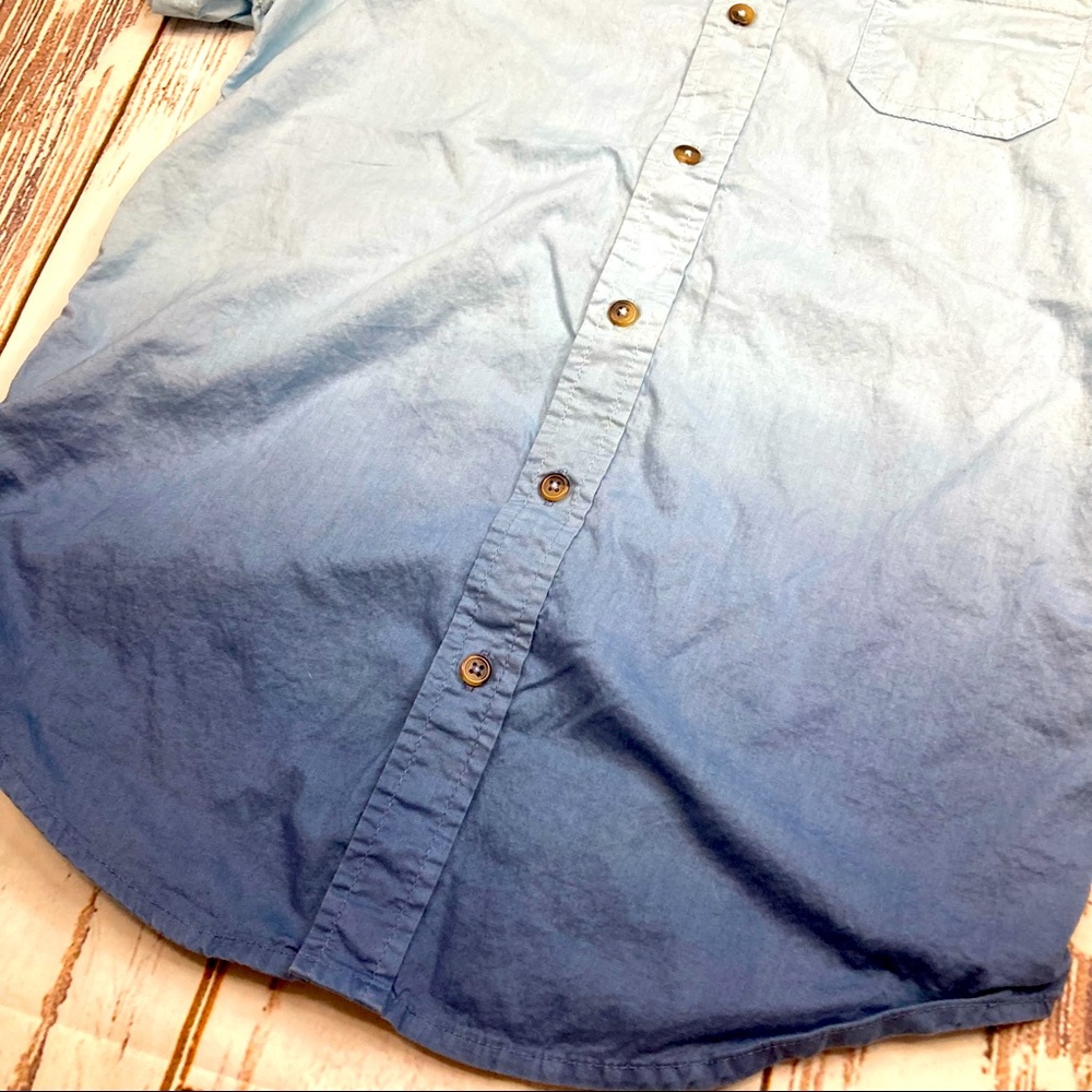 Arizona Jean Button Down Shirt Ombré Short Sleeve Collared Sz 14/16 - Picture 2 of 7